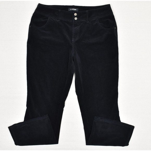 Lane Bryant Women Dress Pants Bootcut Zip Solid Polyester Black Size 18 Corduroy - Picture 1 of 8